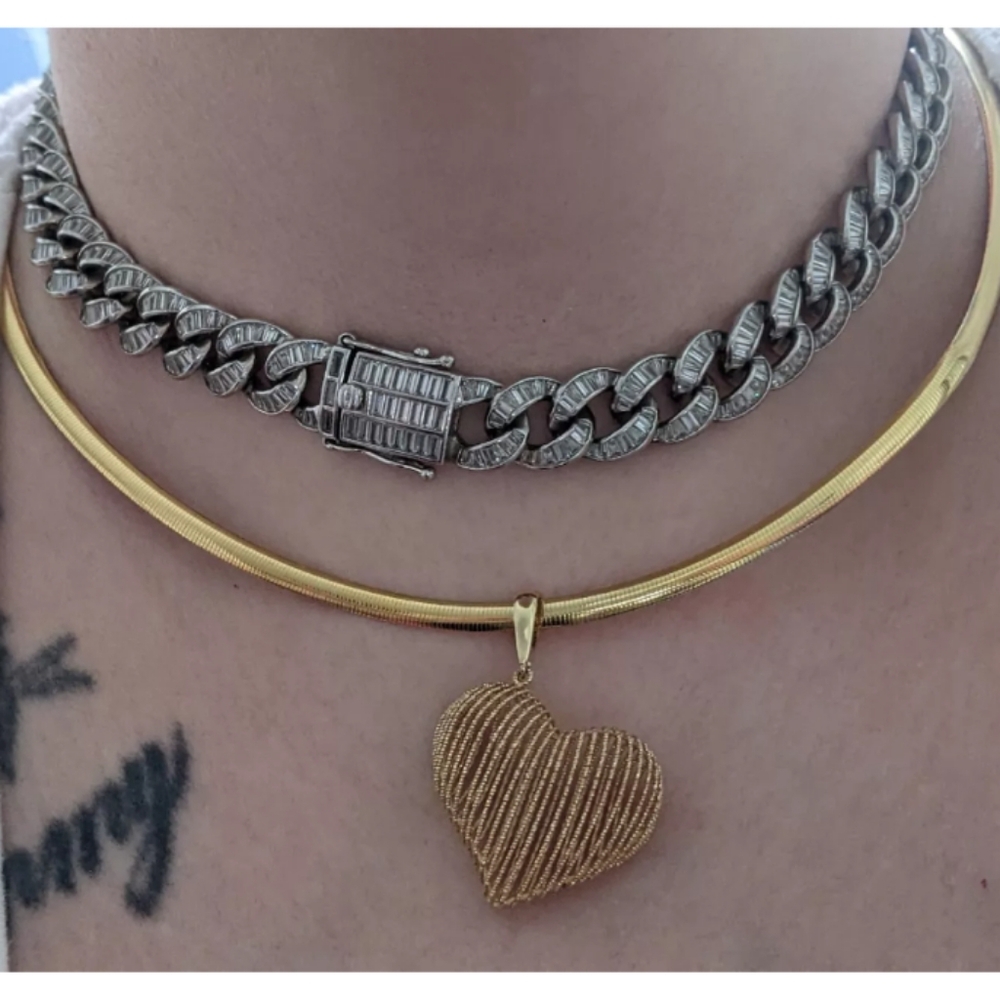 Sold♥️14k Yellow Gold Large Puffy 3D Heart Pendant/Enhancer Milor